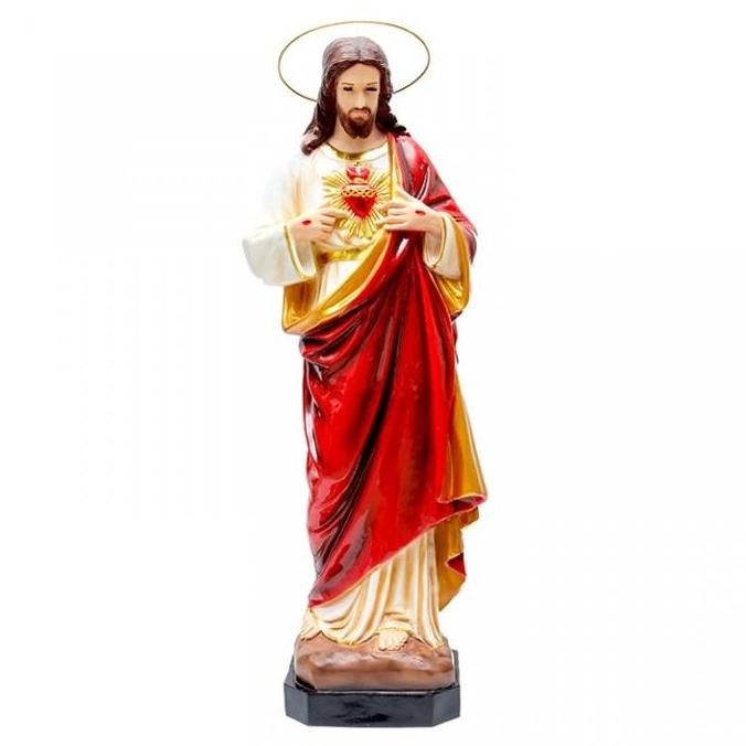 Patung Tuhan Yesus Hati Kudus 1 Meter Patung Rohani  Patung Ibadah Fiberglass Resin Pajangan Rumah D