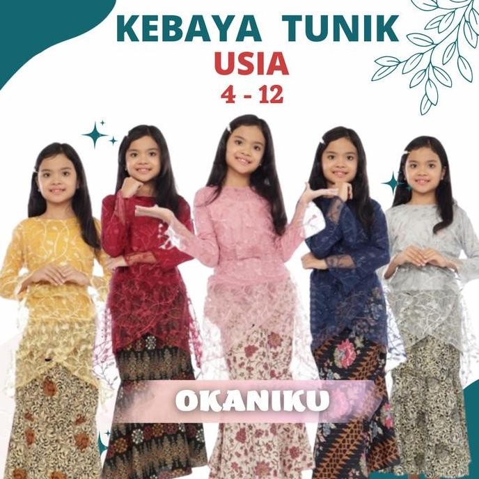Kebaya Anak Perempuan Modern 14 Tahun Set Brokat Mutiara SD SMP