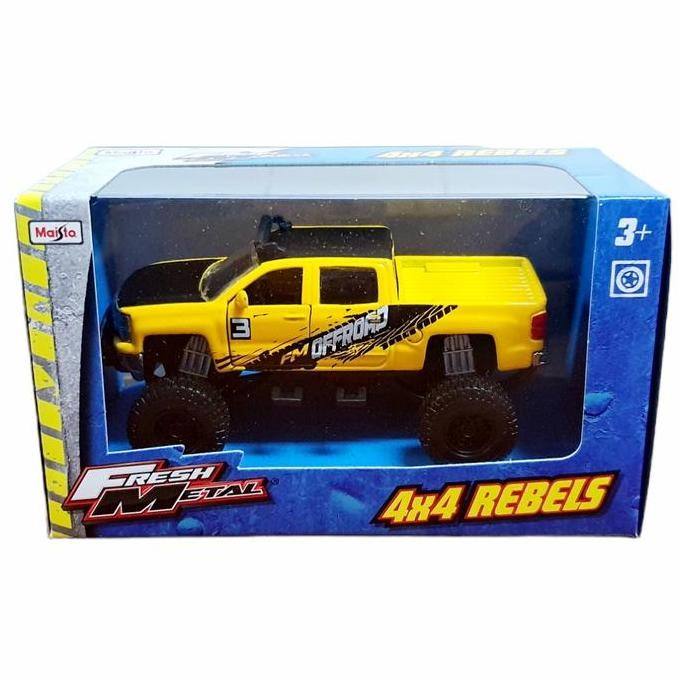 Maisto Diecast 4x4 Rebels Chevrolet Silverado 1500 Z71 Skala 1/52 Mainan Anak Fresh Metal Series Mob