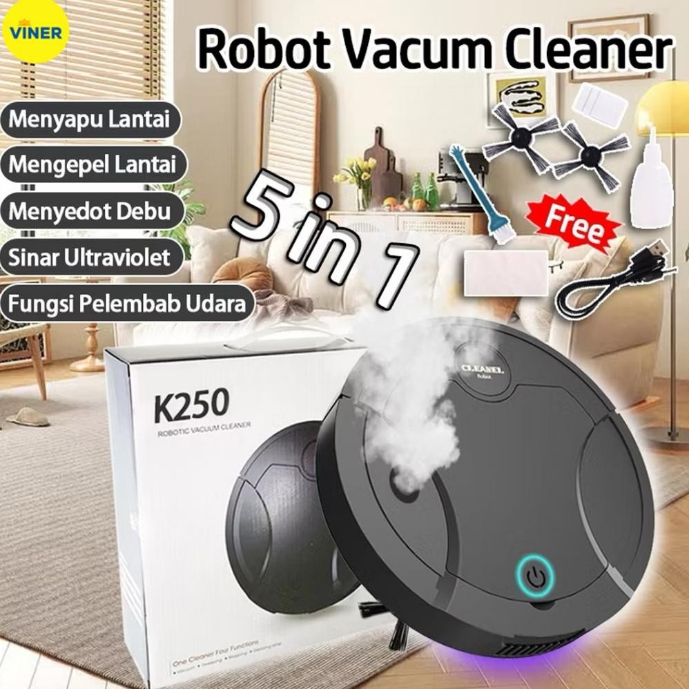 PROMO Robot Vacuum Cleaner 5 IN 1 Portable Penyedot Debu Rumah Sapu Otomatis/ Robot Sapu dan Pel