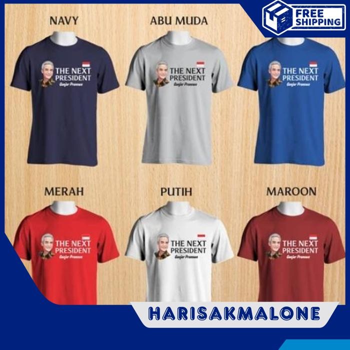 HEMAT KAOS TSHIRT BAJU MURAH DISTRO THE NEXT PRESIDEN GANJAR PRANOWO PEMILU POLITIK PARTAI DEMOKRASI