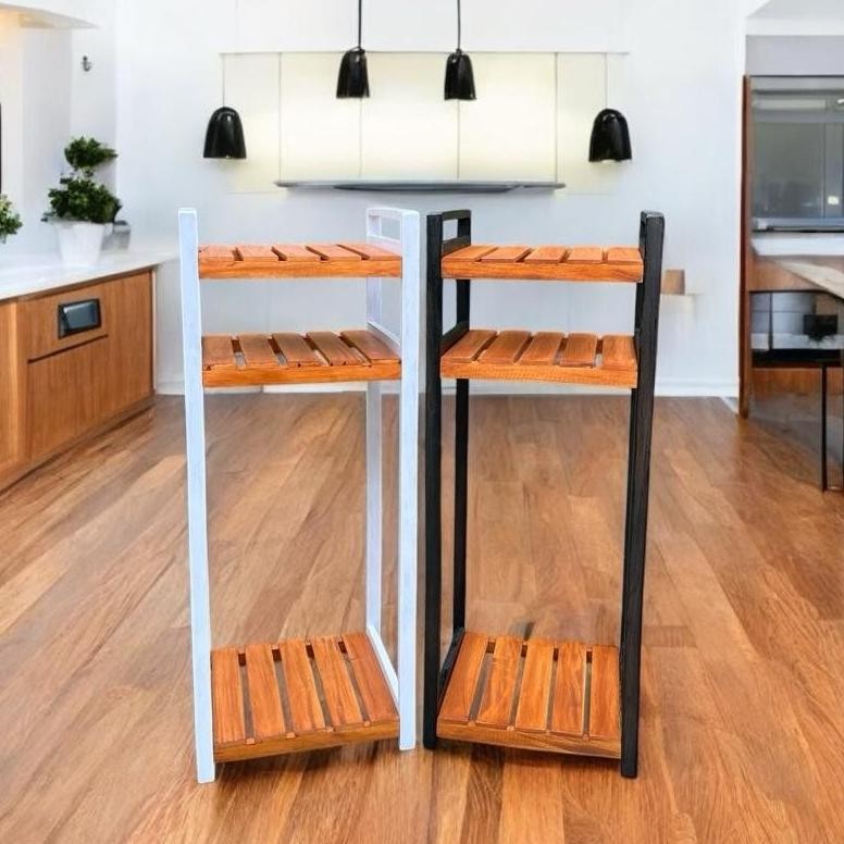 RAK GALON / RAK DISPENSER / RAK MEJIKOM / RAK KOMBINASI SUSUN 3 Kayu Penyimpanan