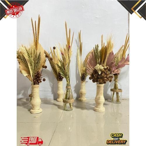 Big Promo Paket Bunga Kering untuk Meja/ Daun Palem Kering/ Dekorasi Rumah/ Dekorasi Estetik