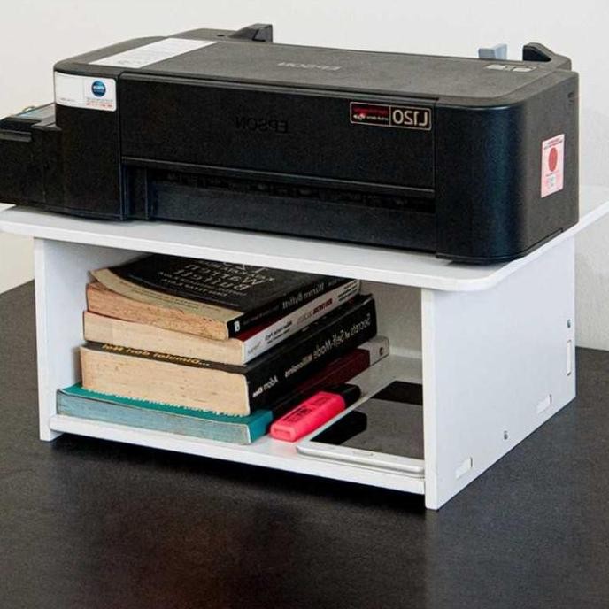 Meja Printer Rak Buku Dudukan Scanner Minimalis 2 Susun Kantor Belajar