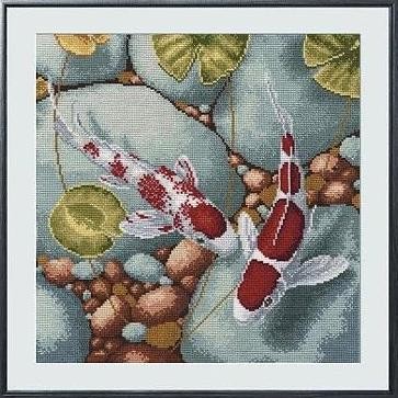paket kristik ikan koi ophen full cross stitch kit