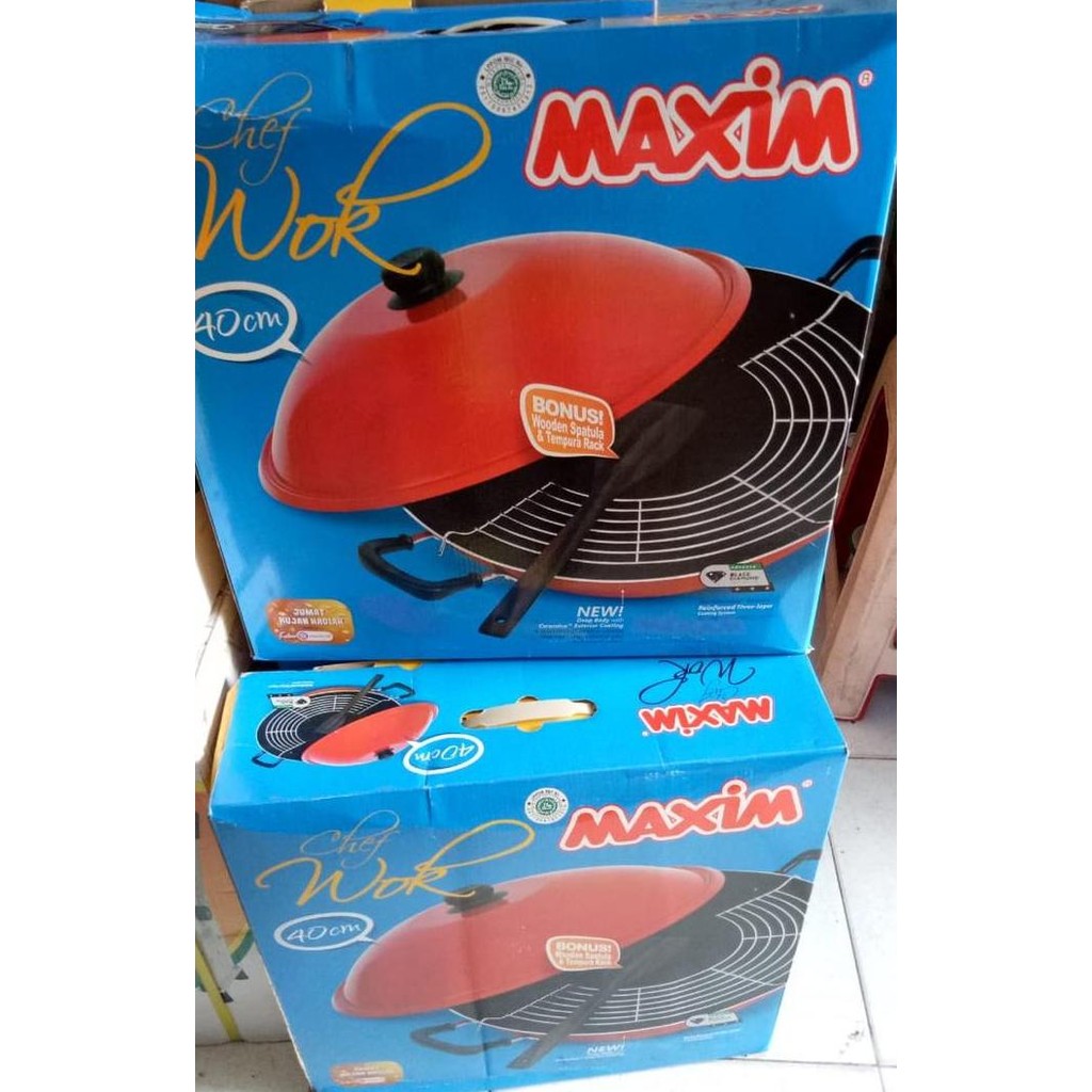 Maxim Chef Wok Wajan / Kuali Teflon Anti Lengket 40 Cm