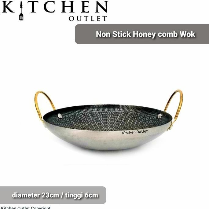 Wajan Wok Kuali Penggorengan Anti Lengket Honeycomb