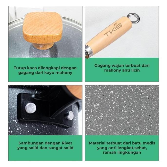 Tkis Panci Mie Panci Susu Panci Kuah Panci Batu Medis Anti Lengket Ukuran 16Cm