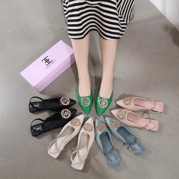 Promo ELLORA EL611-61 Sepatu Flatshoes Wanita Slingback Import pansus tali belakang COD