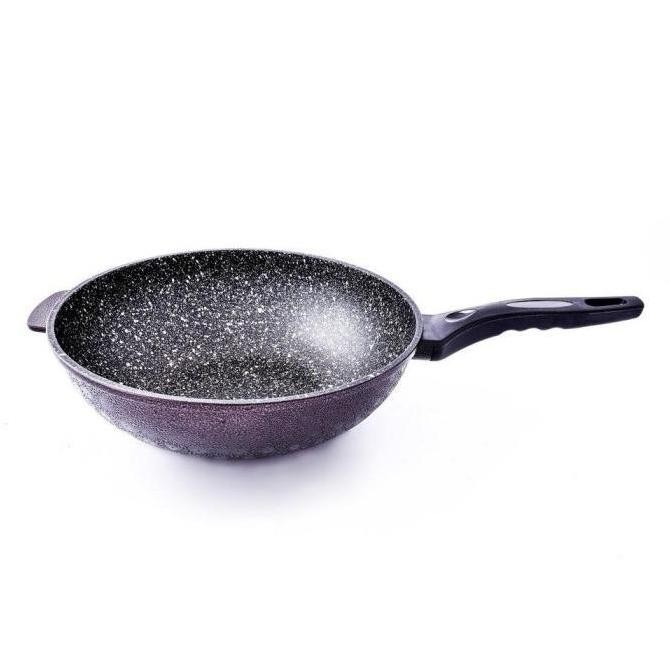 Wajan Teflon Moegen 30 Cm - Wok Pan Marble - Moegen Germany Aluminium Kaca Kitchenware