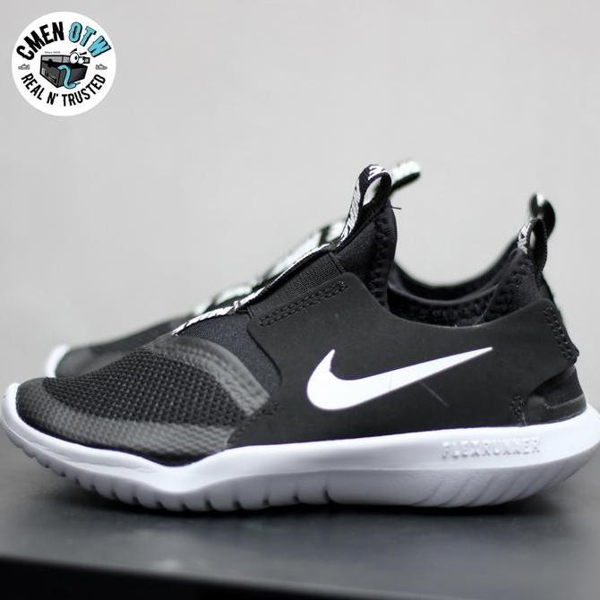 Sepatu anak original nike flex runner black white