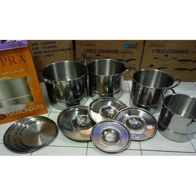 (Gojek) Panci Supra Stock Pot Stainless Steel Lid + Steamer 4 In 1