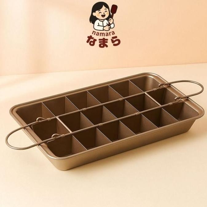 NAMARA Loyang Brownies Sekat Anti Lengket 18 Potong | Cetakan Kue Panggang Persegi Panjang 31cm x 19
