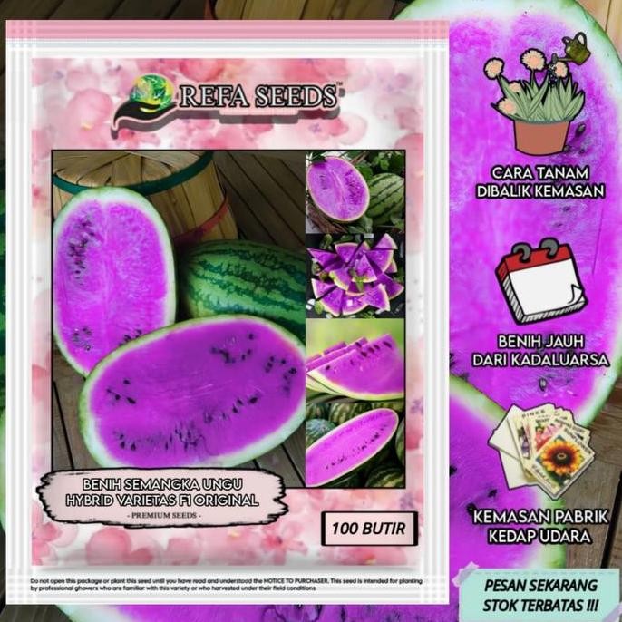 Promo Isi 100 Biji Benih Semangka Ungu Varietas F1 Original / Benih semangka COD