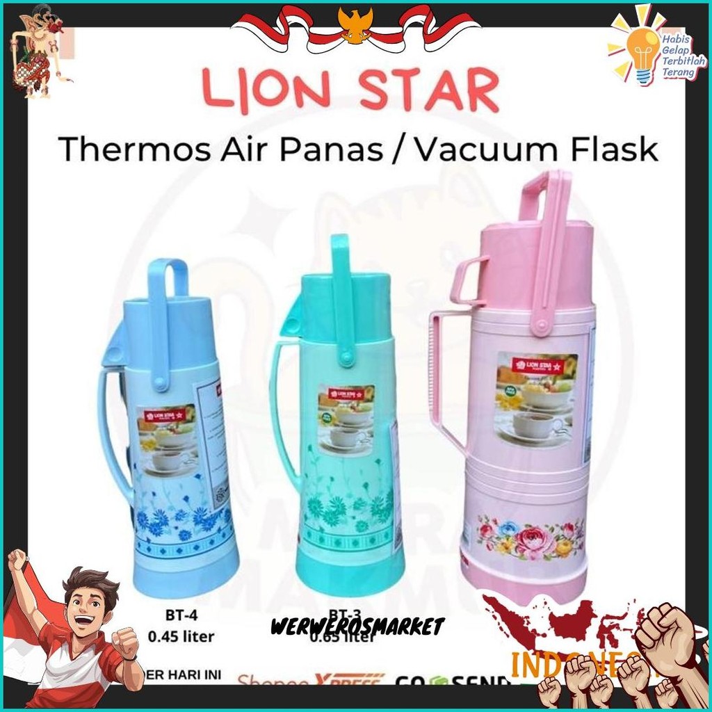 Lion Star Thermos Air Panas Vacuum Flask 0.45 0.65 1.2 Liter Termos Air Panas Kecil / Termos Piknik 