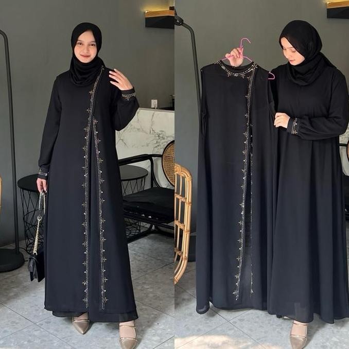 Baju Gamis Muslim Syari Wanita Perempuan Premium Dress Ceruty Acara Pesta Kondangan Mewah Elegan Ter