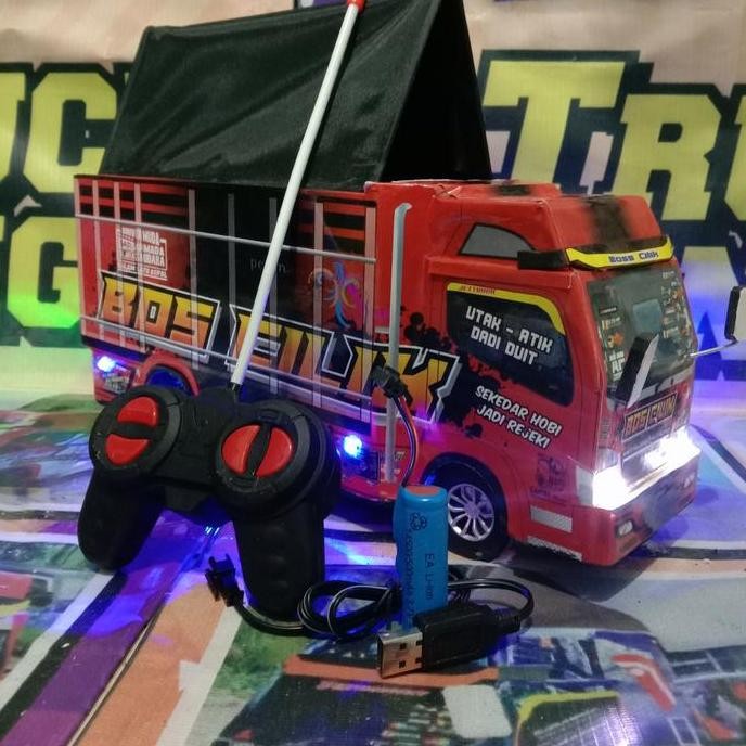 miniatur truk remot control batre cas truk oleng mainan anak mobil