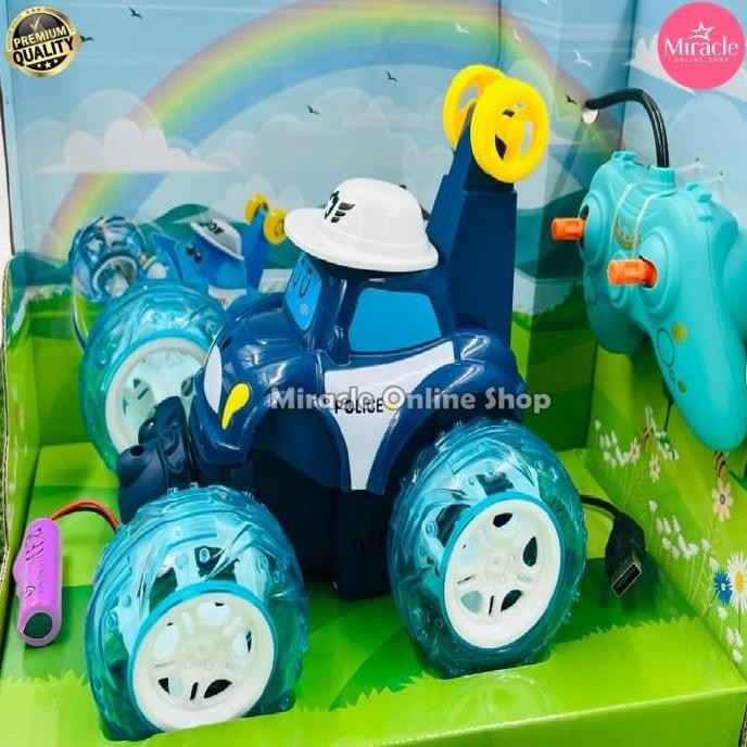 Mainan Anak Mobil Poly Polisi Remote Control Stunt Car Besar