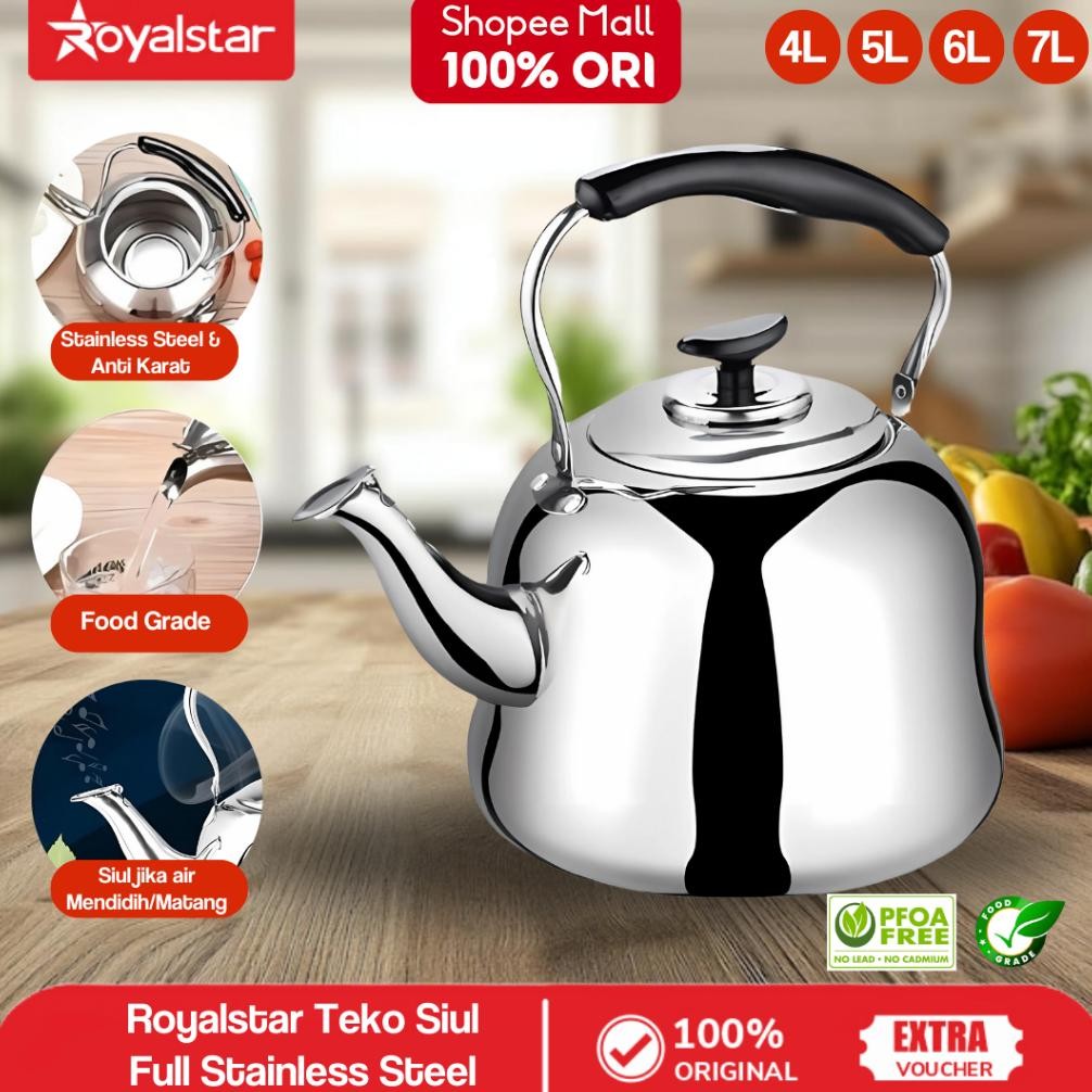 Royalstar Ceret Teko Stainless Bunyi Siul Anti Karat Ceret Bunyi Untuk Masak Air Stainless Steel