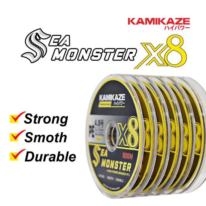 KAMIKAZE Snar Pancing Pe SEA MONSTER X8 (YLW) 100M Connecting
