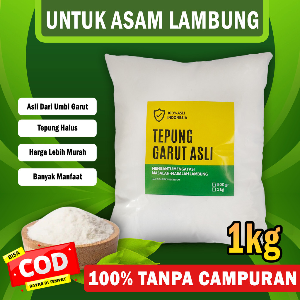 tepung garut 1kg / pati garut / arrowroot powder / tepung garut / pati asam lambung / pati garut