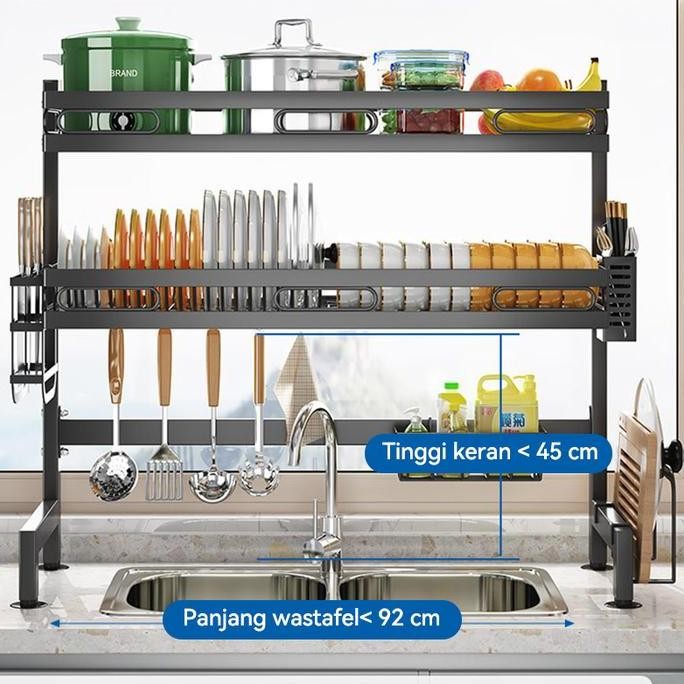 Rak cuci piring wastafel rak dapur anti karat rak piring dengan akseso