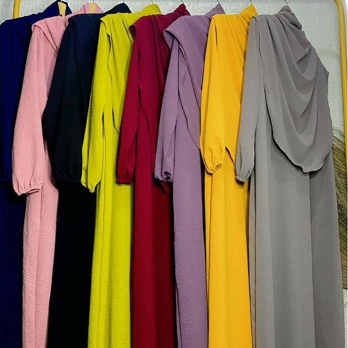 Rh Hawa Syar'I Phasmina Oval Set Gamis Wanita Crinkle Premium Polos Muslim Panjang