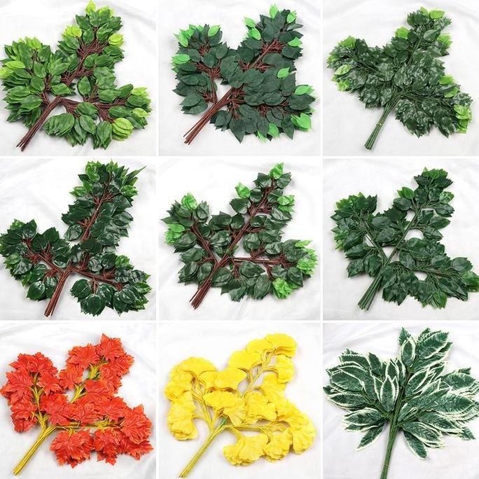 DAUN MAPLE IMITASI ARTIFICIAL DAUN ANGGUR 12 PCS Buah Hijau Plastik Tanaman artificial plants daun h