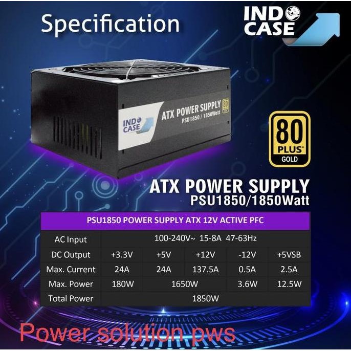PSU1850 POWER SUPPLY PSU 1850W 80+ GOLD MINER MINING BITCOIN GAMING Murah