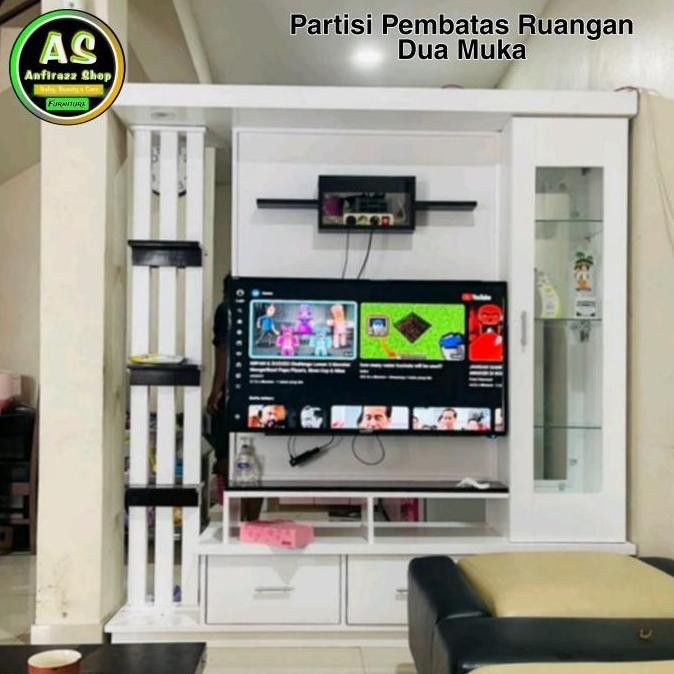 Partisi Pembatas Ruangan Dua Muka Finishing Cat Duko dan HPL Bahan Blockboard  Furniture Lemari