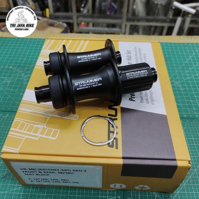 Hub FreeHub STRUMMER HR-360 RATCHET 54T Gen 2 Mat Black Depan Belakang 24 Hole Dan 28 Hole Disc Brak