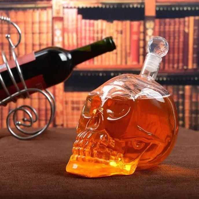 Botol Teko Kaca Bartender Model Crystal Head Skull Tengkorak 750 Ml