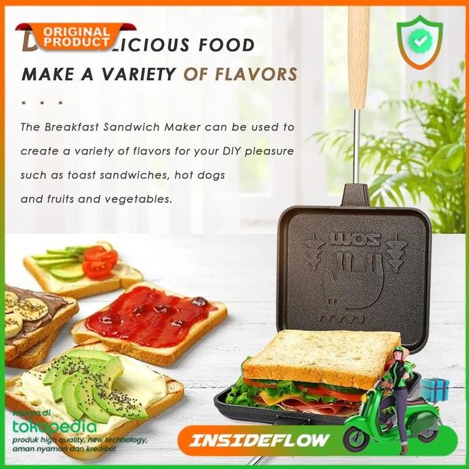 Panci Sandwich Panini Maker Cetakan Roti/Kue/Panggangan Steak Non-Stick