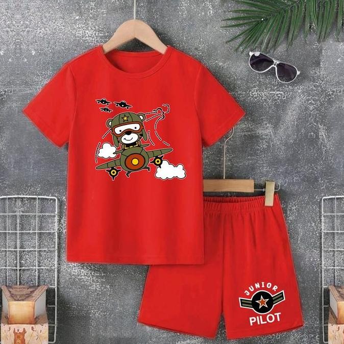 DF360>> ACC WIJAYA Baju/Atasan/Setelan Anak Laki-Laki ST1193 Usia 2 4 6 8 10 Tahun -Pilot