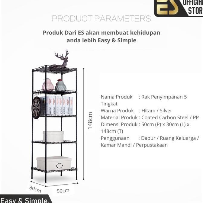 ES Rak Tingkat Serbaguna Rak 5 Susun Rak Penyimpanan Rak Susun Dapur