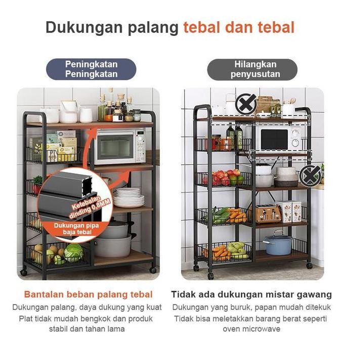 FNT  Rak Dapur Stainless Rak Oven Microwave Lemari Dapur Minimalis Rak Dapur Susun Serbaguna Rak Bum