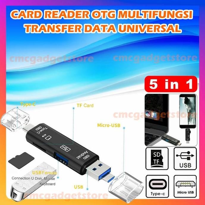 Card Reader 5 in 1 Type C Micro USB TF Memory Card OTG