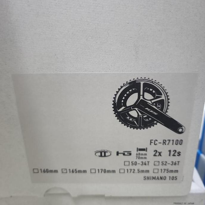 Crank 105 FC R7100 50-34t / 52-36t 2x12 speed HT2 Crank set 165mm Box SHM