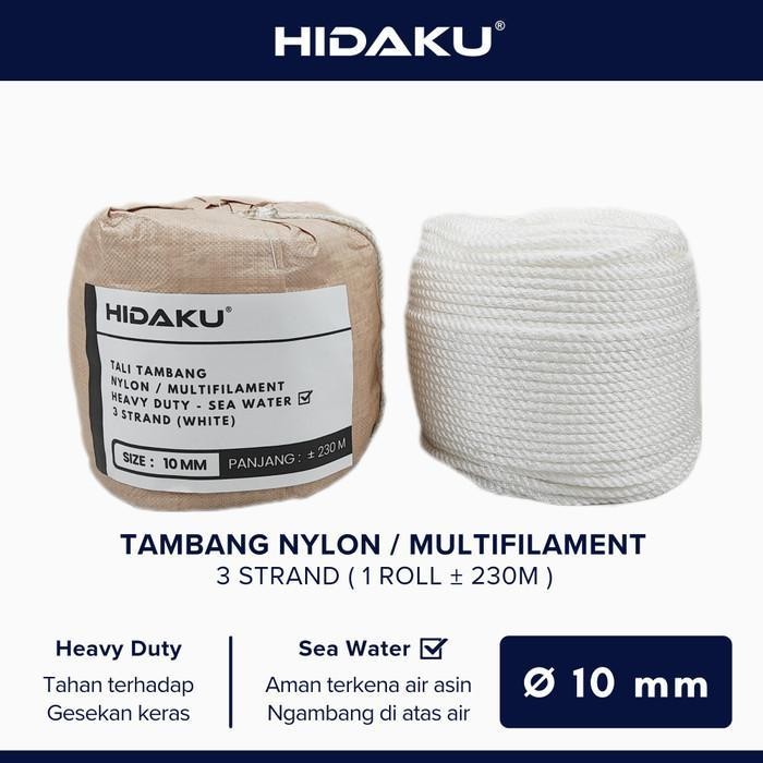 HIDAKU tali tambang nylon 10mm ROLL / tambang nilon 10mm / ROLL