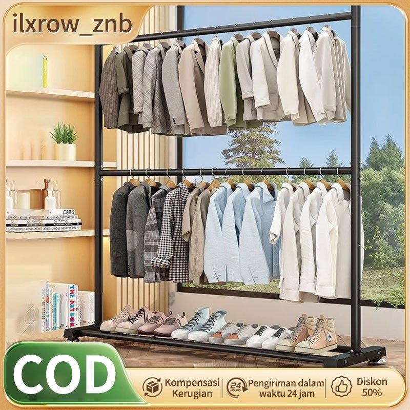 Sus 304 Rak Gantungan Baju 2 Susun/Gantungan Baju Berdiri Rak Baju Gantung