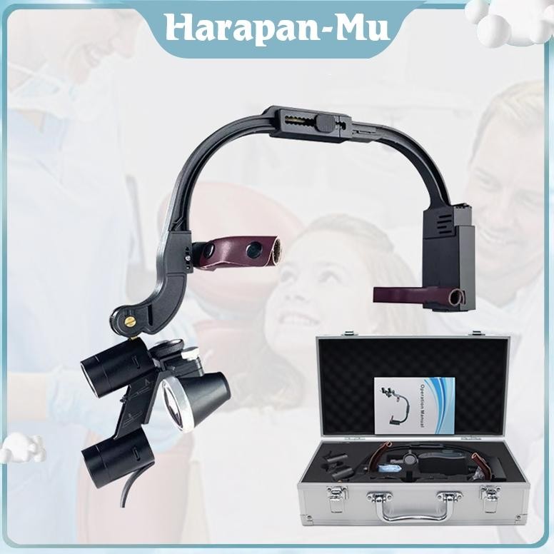 UGNDA Dental Loupe Headband Dental Shadowless Headlamp With Loupes 3.5X Kaca Pembesar Dokter Gigi
