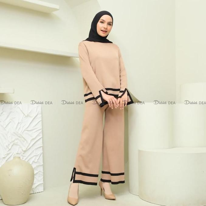 District Dea - Hawa Set - Set Rajut Lengan Panjang - Celana Rajut Polos - Setelan Rajut - Set Rajut 