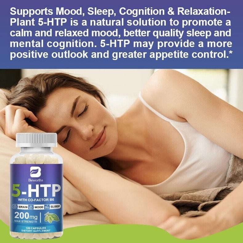 (Promo) Vit 5-Htp 5 Htp + B6 200Mg - 120 Kapsul 5Htp Taurine Glycine Original