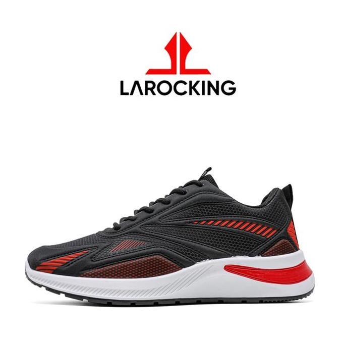 Larocking - Vega Hitam Merah | Sepatu Running Gym Shoes Abu Outdoor