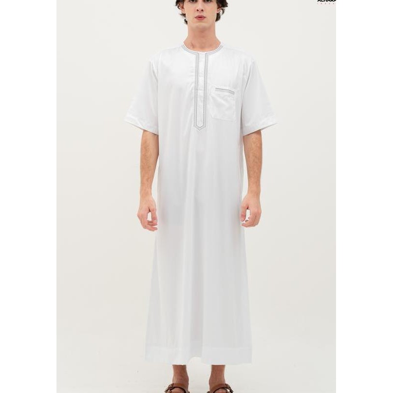 Al Haramain Jubah Gamis Pria Remaja Dewasa Bordir 13 C Putih Coklat Tua Coklat Susu Coklat Gold Navy
