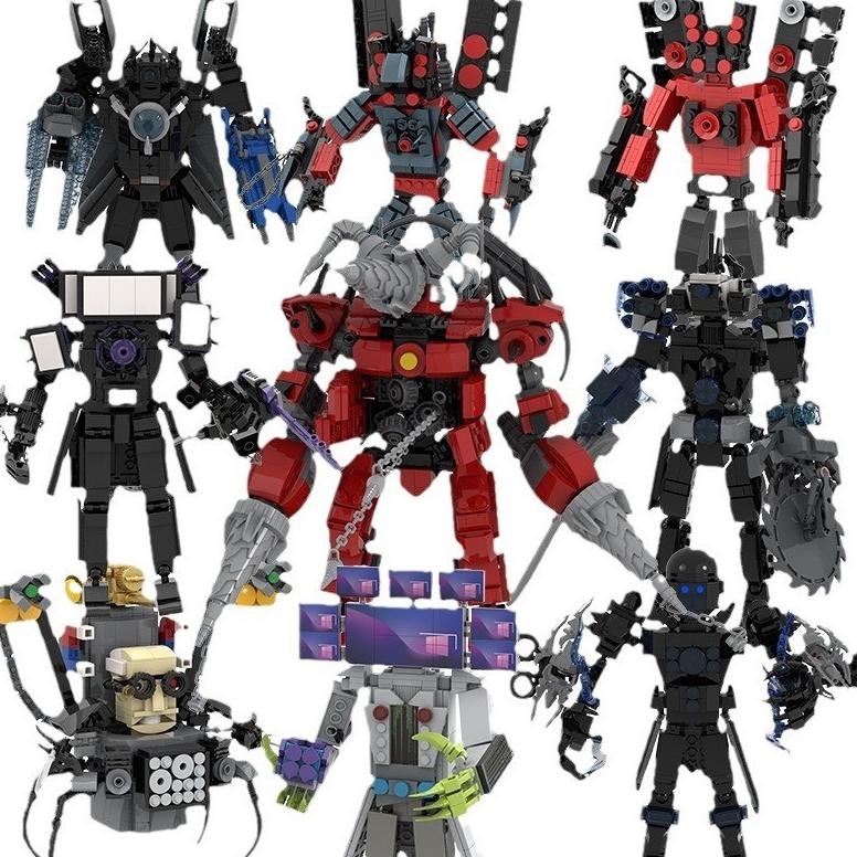 LR28SM UpgradeReady Stock CODMoc Skibidi Toilet Titan King Monitor Model Building Blocks Mainan LEGO