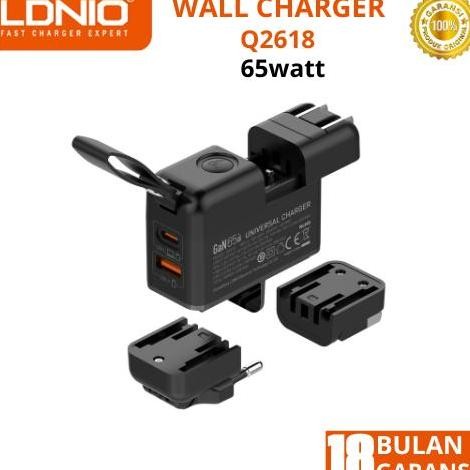 LDNIO Q2618 Traver Wall Charger USB C PD 65W GaN Technology Universal Plug Super Fast Charging
