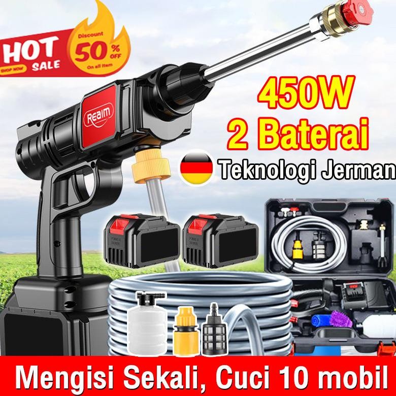 EDELWEIS- (1 batrei) Reaim Jet Cleaner  Tekanan Tinggi Alat Cuci Motor Mobil AC Steam Mesin Cuci Ste