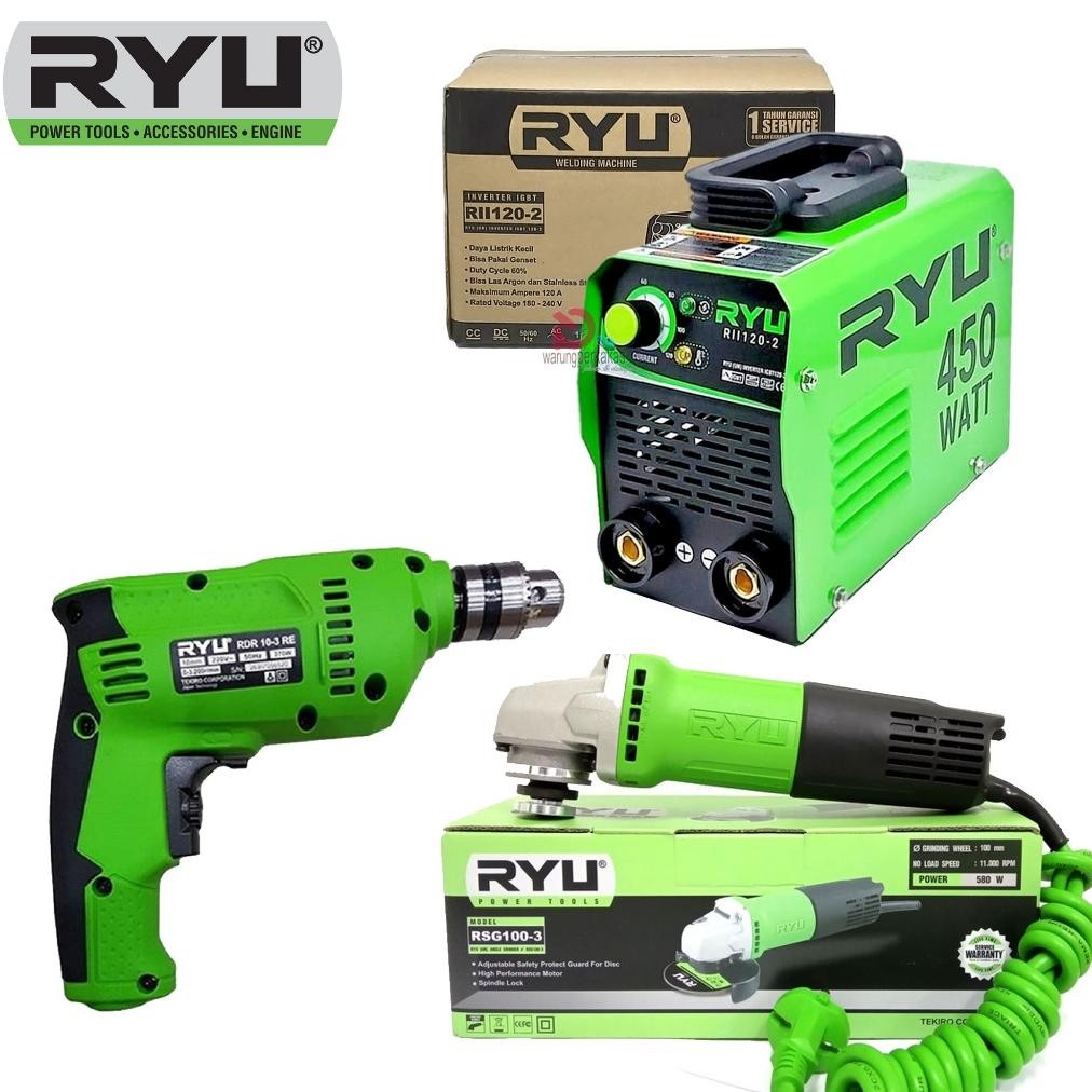 FEVERFEW PAKET MESIN LAS 3 ITEM MESIN LAS RYU MESIN BOR 10MM RYU MESIN GERINDA RYU GARANSI RESMI