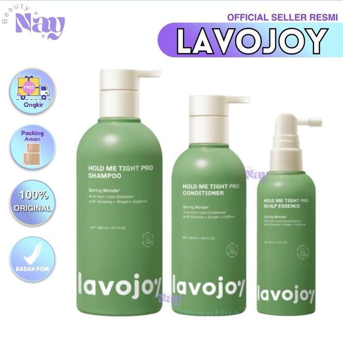 LAVOJOY HOLD ME TIGHT PRO SHAMPOO CONDITIONER SCALP ESSENCE SAMPO PELEMBAB RAMBUT VITAMI8N RAMBUT ES